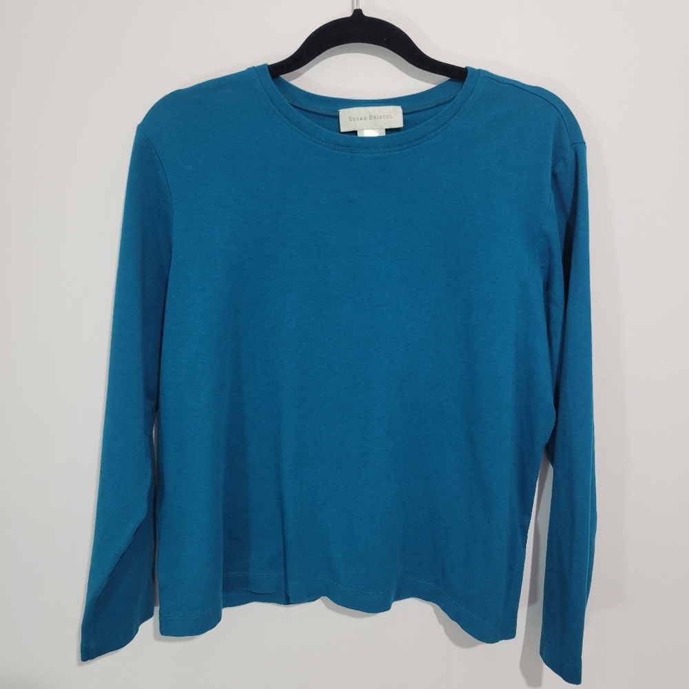 SUSAN BRISTOL WOMEN'S LONG SLEEVE COTTON CREWNECK TEE SIZE XL